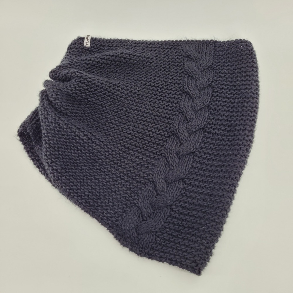 KAVU Knit Neck Gaiter Scarf Black Cozy Cable Knit Acrylic